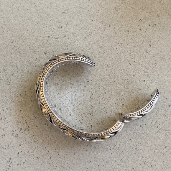 Estate Vintage Sterling Silver & 18K Gold John Hardy Dragon Scale Cuff Bracelet - Picture 6 of 7